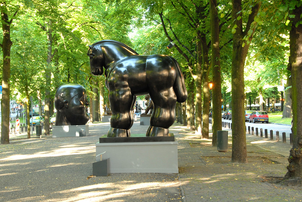 Sculptural artwork on the tree-lined Lange Voorhout near Hotel Des Indes in The Hague